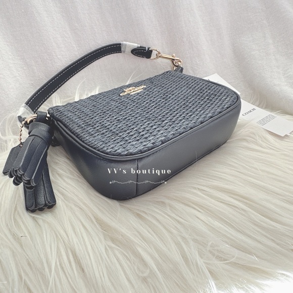 NWT Coach Nolita 15 In Straw Wristlet Midnight Navy CH215 - Picture 2 of 8